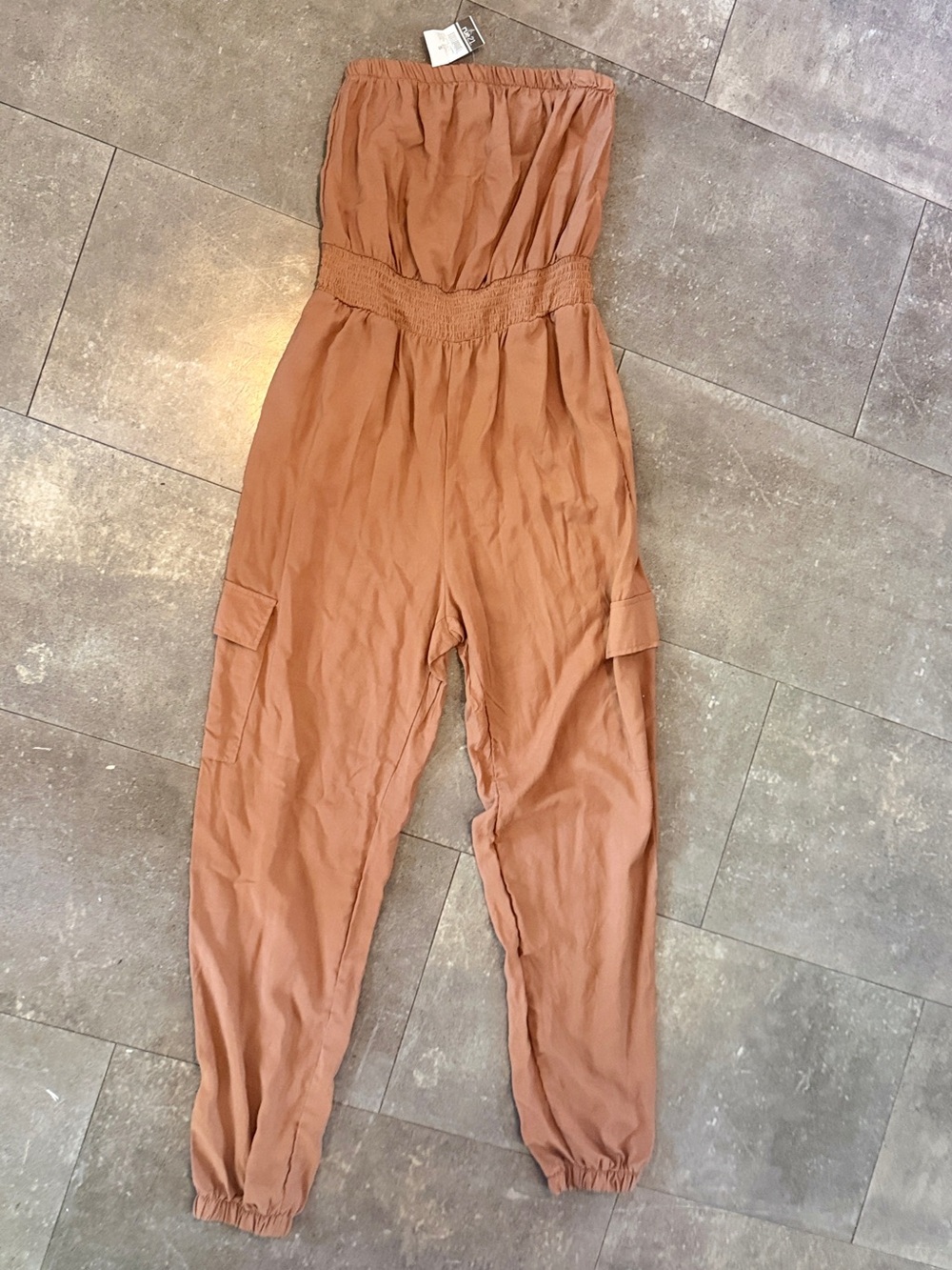 Rue21 Rust Brown Strapless Cargo Jumpsuit